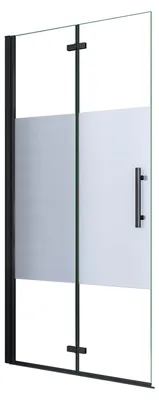 Produktbild von Duschspa Walk-In Faltbar Duschwand 66.5 x 195cm Schwarz Teilsatiniert Drehbar Duschtrennwand 6mm Nano-ESG Falttür Duschabtrennung