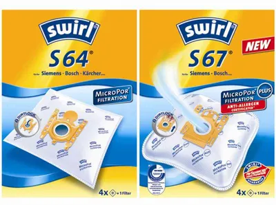 Produktbild von Swirl S 64 / S 66 MicroPor, Siemens VS 20A00 - VS 29A99, VS 20B00 - VS 29B99, VS 90200 - VS 90299 Super, VZ 51AFAB, VS 91000 -..., 185 mm, 80 mm, 35 mm, 214 g, 4 Stück(e)