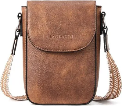 Productafbeelding van Schoudertas voor Dames - Kleine Crossbody Tas van Leer met Portemonnee
