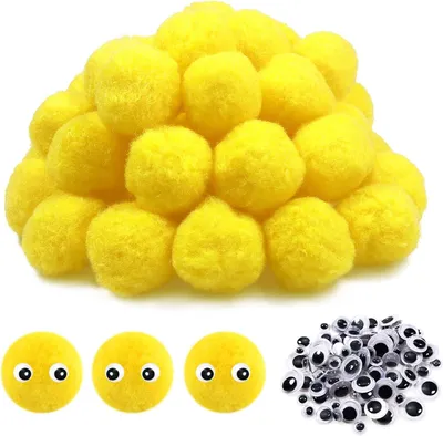 Imagen del producto de Pompones amarillos, 50 unidades, 40 mm, para manualidades