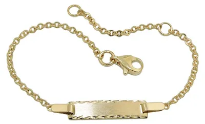 Produktbild von Kinder-Armband mit Gravurplatte Schildarmband 375 Gold Gelbgold 12-15cm