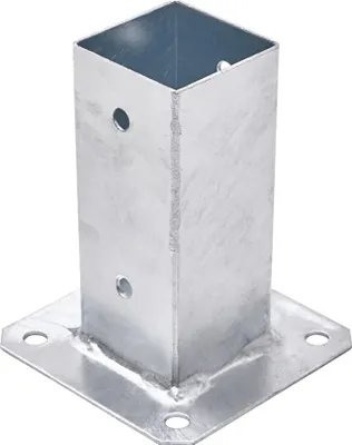 Produktbild von TRIBECCO®Aufschraubhülse für Vierkantholzpfosten Feuerverzinkt (60 x 60 mm) Pfosten Bodenhülse Zaunträger Hülse Bodenplatte Pfostenträger Anker