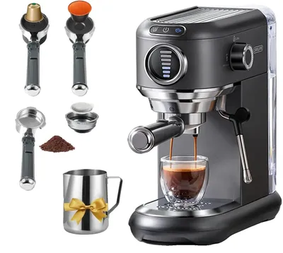 Produktbild von Espressomaschine, 4-in-1-Funktionalität, Milchaufschäumer, Grau, EU