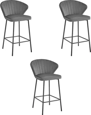 Produktbild von Valora GATTA Hocker Grau 3er-Set | 3er-Set GATTA dunkelgraue moderne Hocker