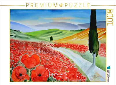 Produktbild von CALVENDO Puzzle Toskanamohnlandschaft | 1000 Teile Lege-Größe 64x48cm Foto-Puzzle für glückliche Stunden