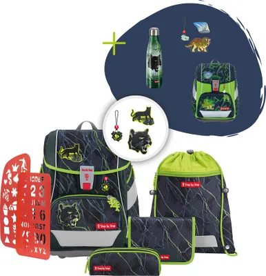 Produktbild von Step by Step Schulranzen-Set 2IN1 PLUS „Danger Cat Chiko“, 9-teilig, grün