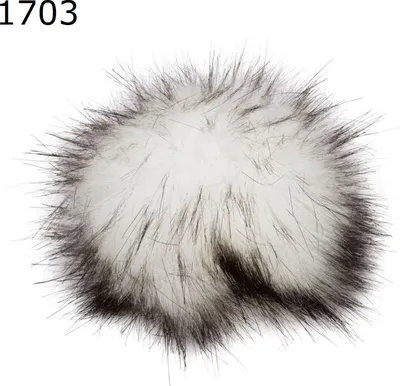 Produktbild von Pro Lana Fell Pompon mit Druckknopf (100%.Polyacryl) Farbe 1703 - white black