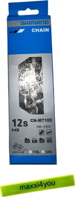 Produktbild von Shimano SLX, 105 Kette CN-M7100 12-Fach 126 Glieder inkl. maxxi4you Reflexband