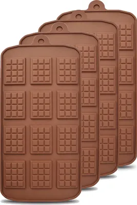 Obrázek produktu pro CANDeal Wafer Chocolate Moulds Silikonové formy na bonbóny, 4 kusy 12 oddělení Malé rozbitné čokoládové formy Non Stick Reusable DIY Pečící formy