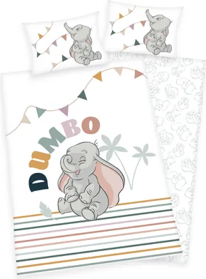 Produktbild von "Disney´s Dumbo" Bettwäsche /  Babybettwäsche / Kleinkinderbettwäsche, 100% Baumwolle ( Renforcé ), 40x60 cm + 100x135 cm,  Green