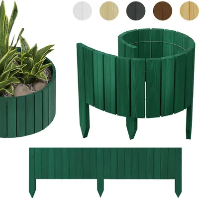 Image de be4nature Rollborder Clôture à emboîter 100 x 40 cm Vert foncé Bordures de plate-bande en bois de pin imprégnées petites Clôture de plate-bande Clôture de devant de jardin Palissade de jardin
