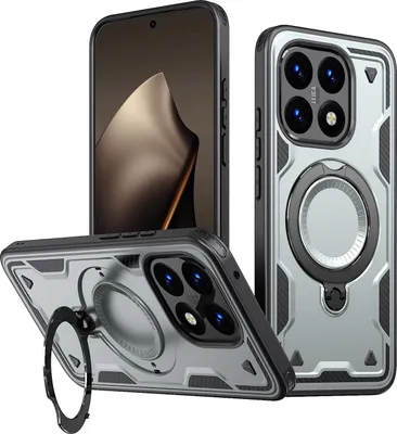 Image de Étui double couche pour Xiaomi 15T, étui de protection magnétique avec anneau et support Gris