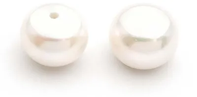 Produktbild von Vintageparts Süßwasserzuchtperlen weiß halbgebohrt Rondell 10 x 8 mm für Ringe und Ohrschmuck, 2 Stück