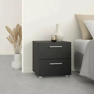 Image de Apolla - Table de chevet 40x40x42h cm Noir, une étagère