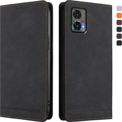 Produktbild von Hülle für Motorola Edge 30 Neo, Retro Kunstleder Ständer Klapphülle mit Kartenfächer und Magnetische Schwarz