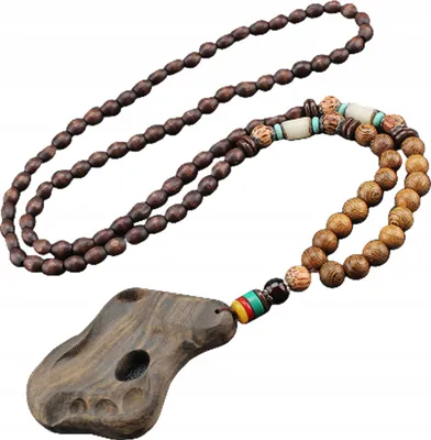 Image de NEPAL BUDDHISTE MALA Tibétain PAW Collier en bois fait à la main