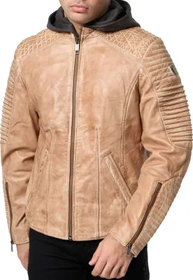 Produktbild von Tazzio Herren Lederjacke Biker-Look A800 (Camel, XL)