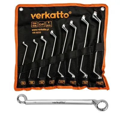 Imagen del producto de Juego de 8 llaves de tubo cerradas de 6 a 22 mm, en estuche, acero CrV, para uso en talleres