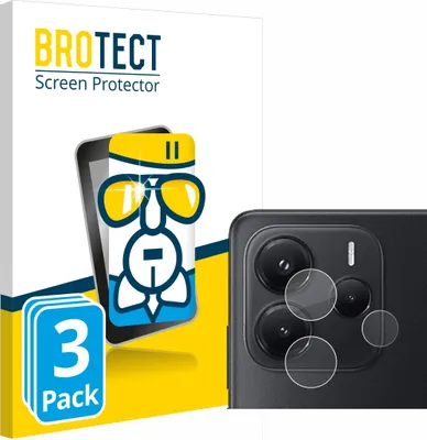 A product package for screen protectors with a graphic illustration of a phone and a close-up of a phone's camera module with protective films applied.