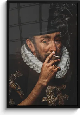 Produktbild von MuchoWow® MuchoWow® Gerahmtes Poster Wilhelm von Oranien - Adriaen Thomasz - Zigaretten 60x90 cm - Poster mit zchwarzem Bilderrahmen - Kunst