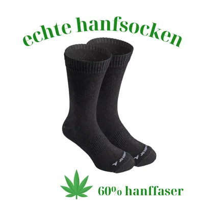 Produktbild von Hanf Trekking Socken 41-44 Schwarz UNISEX – Nachhaltige & Bequeme Outdoor-Socken für Wandern, Sport & Alltag | Antibakteriell & Atmungsaktiv