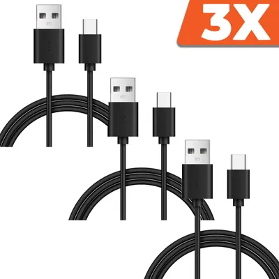 Produktbild von 3x USB zu USB-Typ-C Kabel Ladekabel 1m USB 3.0 Ladekabel 1m Fast Charge 5V/2.4A Datenkabel Schnellladekabel High Speed schwarz