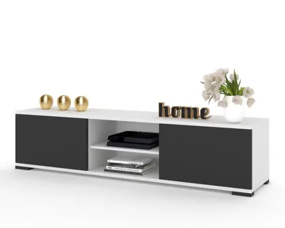 Produktbild von Fernsehschrank TV-Lowboard KING STEHEND Weiß Matt/Schwarz 140cm