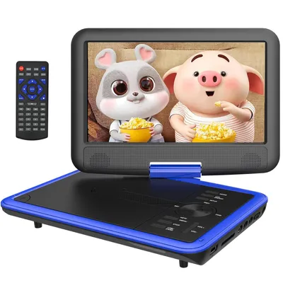 Obrázek produktu pro 11,5" přenosný DVD přehrávač s 9,5" otočnou HD obrazovkou ideální do auta Funkce přehrávání z paměti a výdrž baterie 4-6 hodin Bez podpory Blu-ray