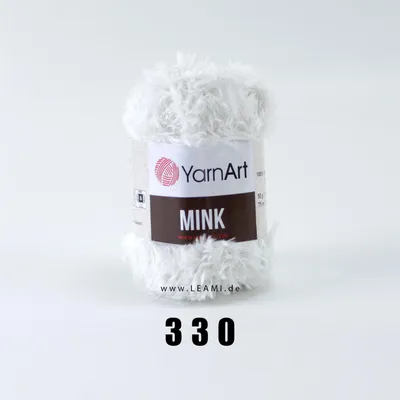 A ball of white, fluffy yarn is shown against a white background.