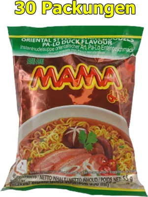 Produktbild von Mama Pa-Lo Duck 30er Pack (30 x 60g) Asiatische Instant Nudeln Pa-Lo- Ente