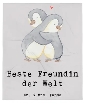 Produktbild von Mr. & Mrs. Panda Decke Pinguin Beste Freundin der Welt - Grau Pastell - Geschenk, Frau, Geschenkidee, Tagesdecke, Bae, Bettdecke, Sofaüberwurf, Bff, Kuscheldecke, Spruch