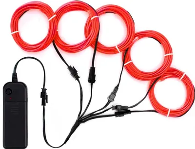 Produktbild von 5*1m EL Kabel Neon Lichtschnur Leuchtschnur LED Licht Glühen Leuchtdraht Halloween Rot