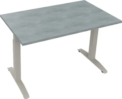 Produktbild von Schreibtisch Kufe Einzels. Quadrat B1200xT700xH650-850 si/Beton hell