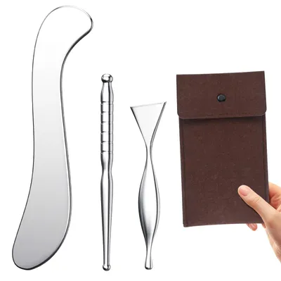 Produktbild von 3-in-1 Gua Sha Set aus Edelstahl für Massagen