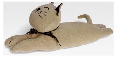 Produktbild von Türstopper aus Stoff Plüsch, 1 kg gefüllt, lustiges Design für stilvolle Dekoration (liegende Katze - sand)