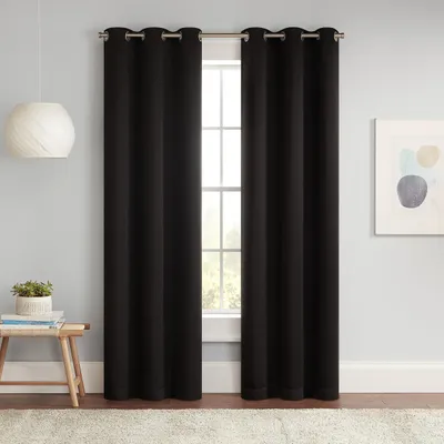 Verdunkelungs-Vorhang mit Ösen, 94x213 cm, Schwarz, 1 Bahn