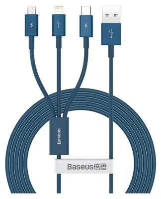 Obrázok produktu pre Baseus CAMLTYS-03 USB kbel 1,5 m USB A USB C/Micro-USB B/Lightning Blue
