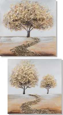 Produktbild von 2er Set Leinwandbilder Bäume mit Goldglitter 50x50cm Formano