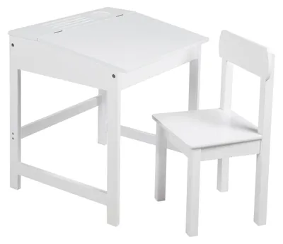 Image de Bureau scolaire roba avec chaise, plateau relevable avec ferrures amortissantes, rainures de rangement fraisées