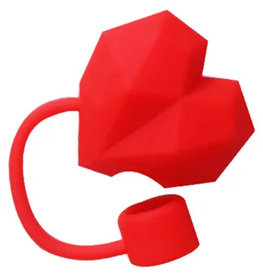 Produktbild von Mehrseitige herzförmige Silikon-Strohhalmkappe, wiederverwendbar, auslaufsicher, staubdicht, passend für 10-mm-Strohhalme an Wasserflaschen und Bechern.