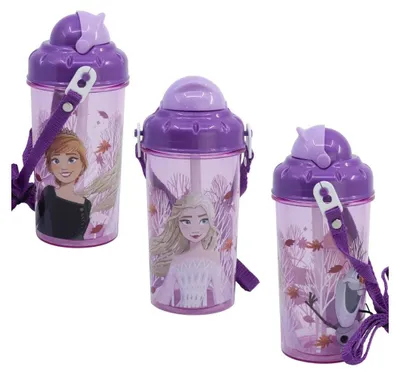 Produktbild von Disney Die Eiskönigin Elsa Anna Kinder Trinkflasche Flasche mit Halm 465 ml