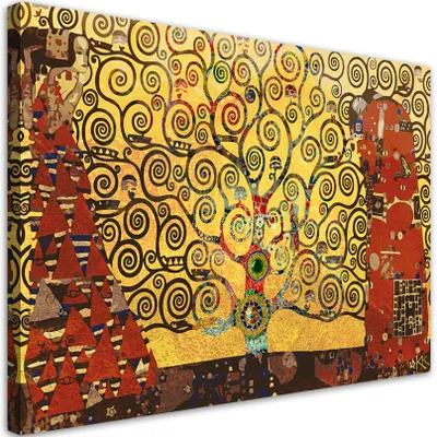 Produktbild von Leinwandbild Gustav Klimt Lebensbaum 120x80 Feeby Gelb bild für die wand bereit zum aufhängen