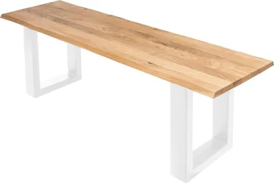 Produktbild von Sitzbank Baumkante 120 cm Eichenholz massiv weiß ENRICO