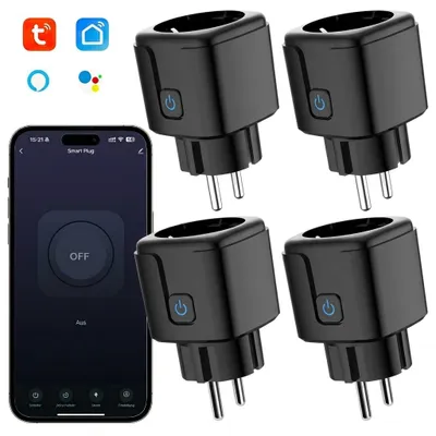 Produktbild von 4er 16A Smart Steckdose mit App Steuerung,WLAN Steckdose,Smart Plug,Kompatibel mit EU Steckdosen,Zeitschaltuhr,Alexa & Google Home Kompatibel