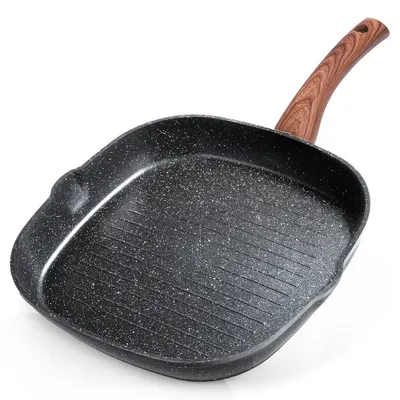 Produktbild von Vilde | Pfanne - Grillpfanne - Quadratisch - 28x28 cm - Schwarz - Granitbeschichtung - Induktionsgeeignet - Rutschfester Griff