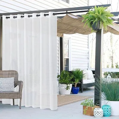 Produktbild von Famanu Outdoor-Gardine 213 x 254 cm - Leinenoptik