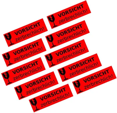 Produktbild von 100 Stück Aufkleber Etikett Vorsicht Zerbrechlich
