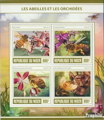 Produktbild von Briefmarken Niger 2017 Mi 4997-5000 Kleinbogen (kompl. Ausg.) postfrisch Bienen und Orchideen