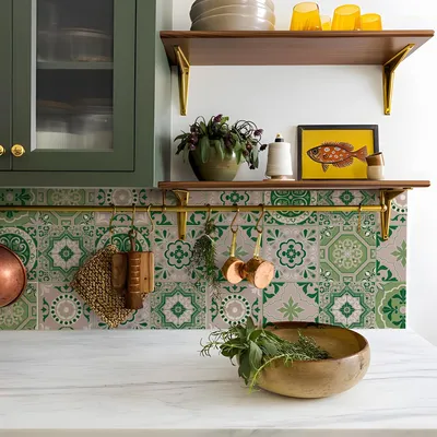 Productafbeelding van Zelfklevende tegelstickers - Geschikt voor wand en vloer - Geschikt voor badkamer en keuken als spatbescherming - 10 stuks, 20x20 cm, groen