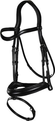 Image de Dy'on Bridon avec muserolle combinée en cuir mat New English Collection Bridon noir